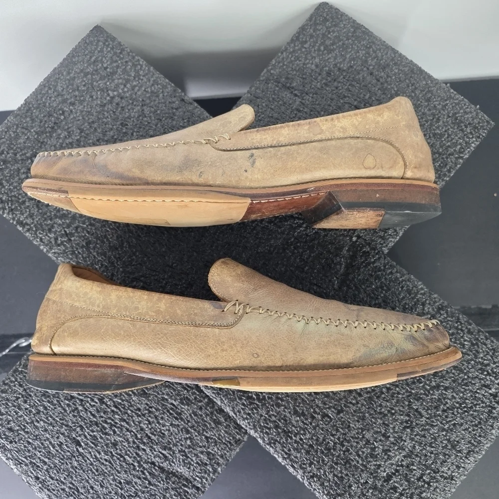 Mezlan Shoe Vicenza 11.5M Apron Toe Loafer Slip-On Distressed Leather Tan Spain